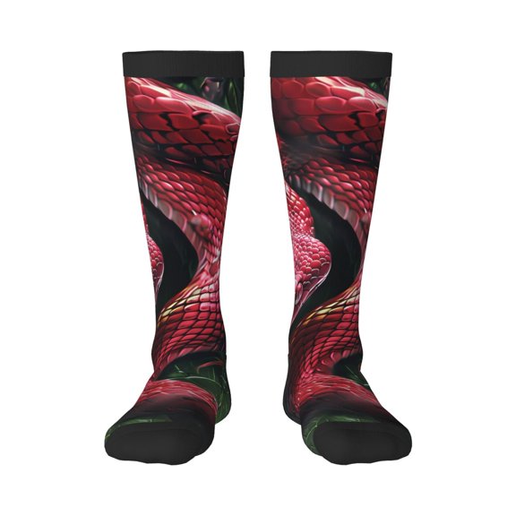 Xecao Red Viper Jungle Intensity Print Compression Socks for Both Men And Women for Running, Travel, Flight, Nurse