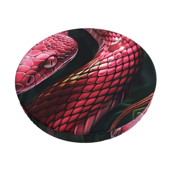 Xecao Red Viper Jungle Intensity Print Stool Covers Offer Stylish, Washable Protection for PU Round Bar Stools, Perfect for Home or Commercial Use.-14 inch