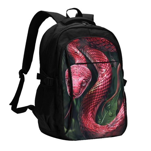 Xecao Red Viper Jungle Intensity for Travel Laptop Backpack, USB-Charging-Enabled, Spacious Business Backpack for Men and Women,College School Computer Bag