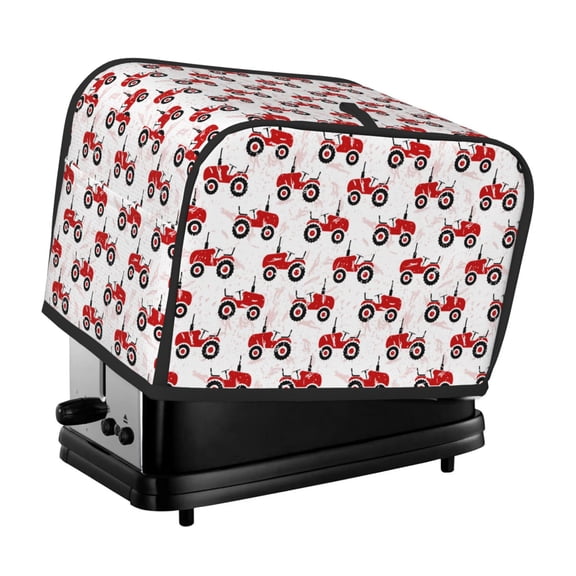 Xecao Red Wheeled Tractors Print 2 Slice Toaster Cover with Pockets, Small Appliance Cover, Dust and Fingerprint Protection, Machine Washable