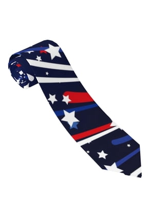 Red White Blue Fireworks 1 Print Tie For Men Necktie Woven Jacquard Neck Ties,Classic Men's Tie