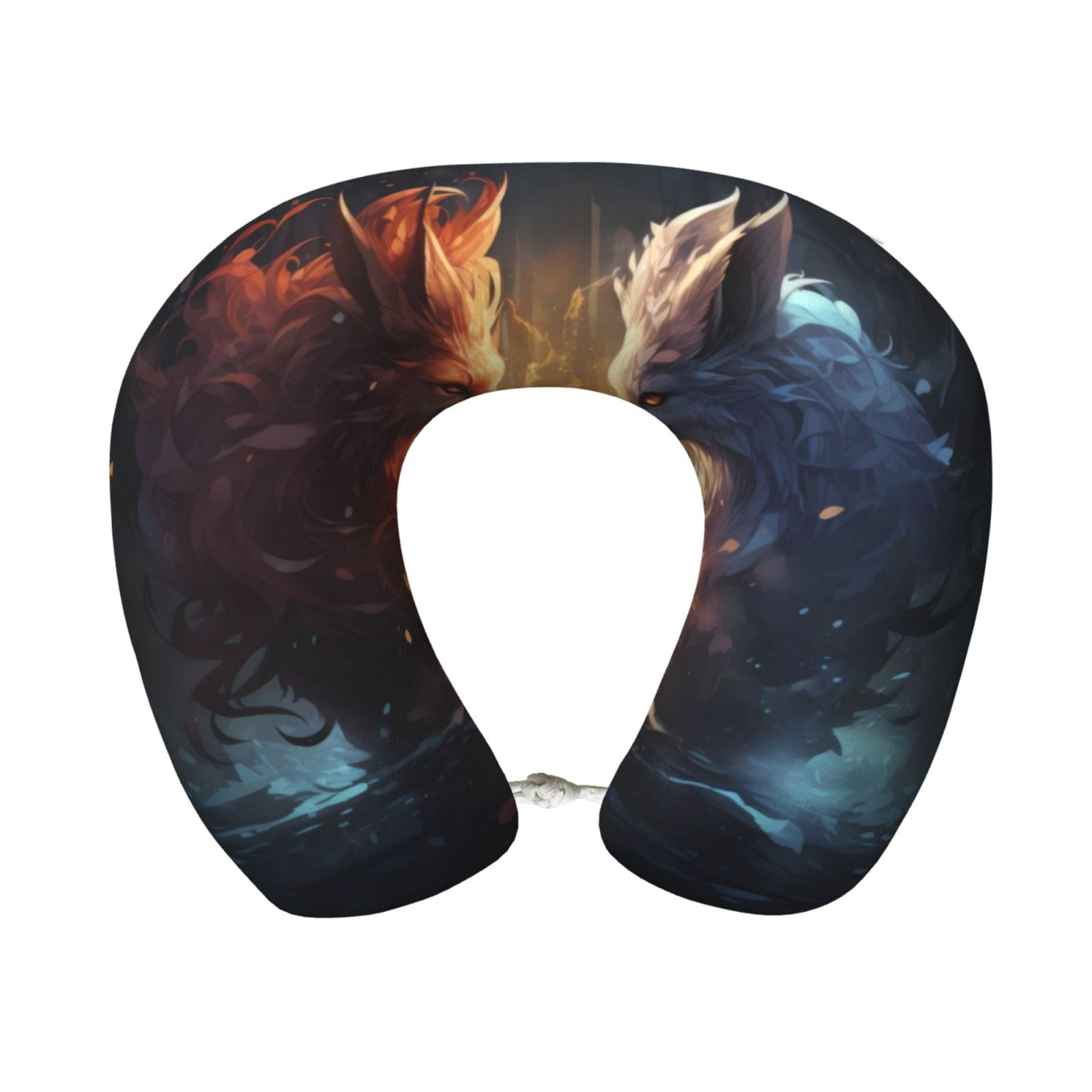 Xecao Red And White Flame Fox Print Memory Foam Cervical Neck Pillow Versatile U-Shaped Pillows for Home,Office,Camping,Travelling,Soft Washable Cover