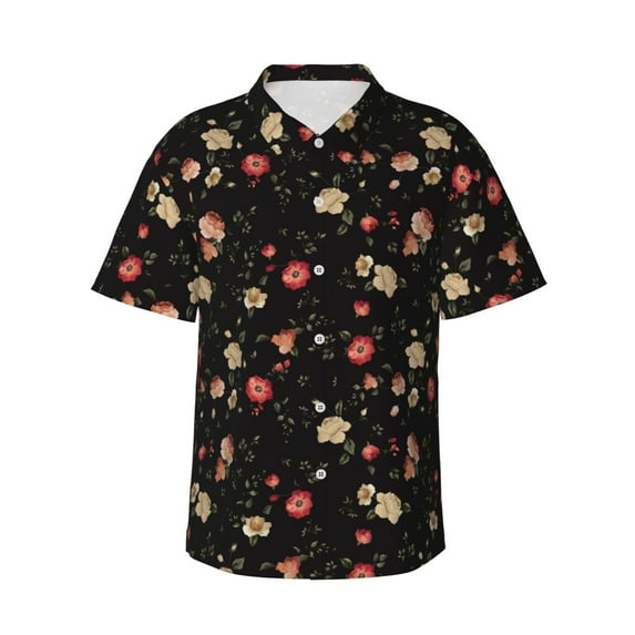 Xecao Red White Flowers print Hawaiian shirt - a stylish short-sleeve button-down for men, perfect for casual beach and tropical outings.