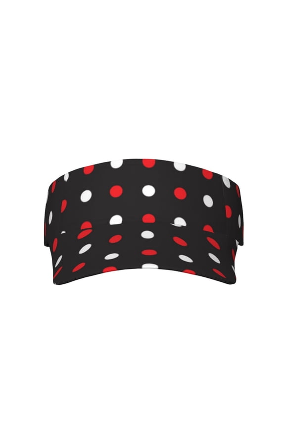 Red and white polka dots for Adult Sun Cap offers versatile sun protection with adjustable Velcro for a secure fit.