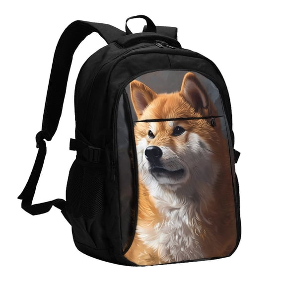 Xecao Regal Shiba Inu for Travel Laptop Backpack, USB-Charging-Enabled, Spacious Business Backpack for Men and Women,College School Computer Bag