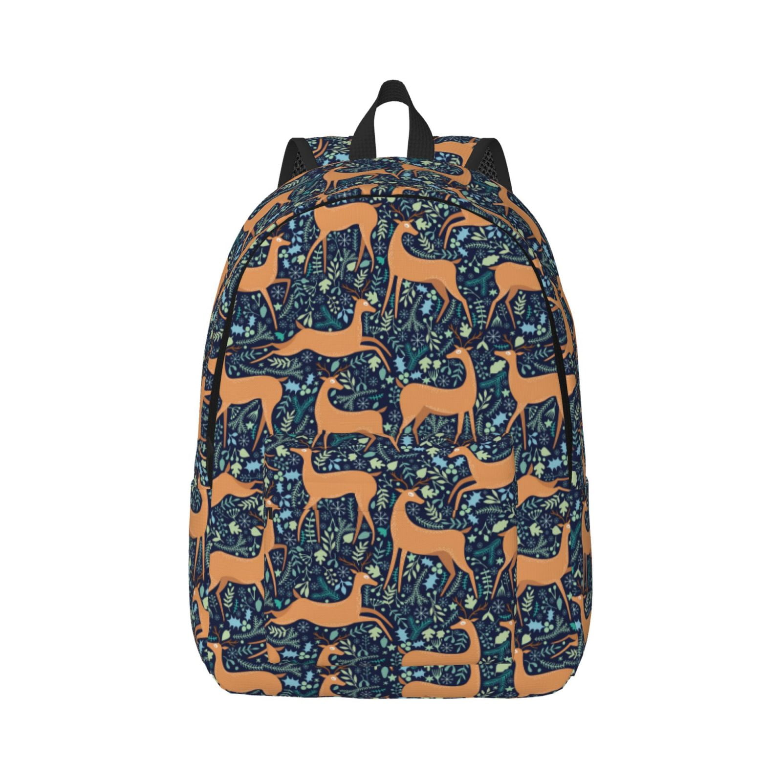 Xecao Reindeer for Canvas College Laptop Backpack, Durable Rucksack Travel Notebook Bag School Backpack Book Bag for Men Women