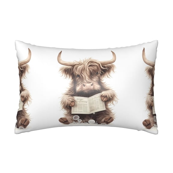 Xecao Relaxed Cute Cow Reading Pattern Satin Pillowcases for Hair and Skin, Luxurious and Silky Pillow Cases with Envelope Closure, 20x30 Inches
