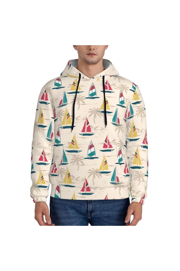 Reto Marine Nautical Pattern Men's Adult Pullover Hoodie,Hooded Sweatshirt-Large