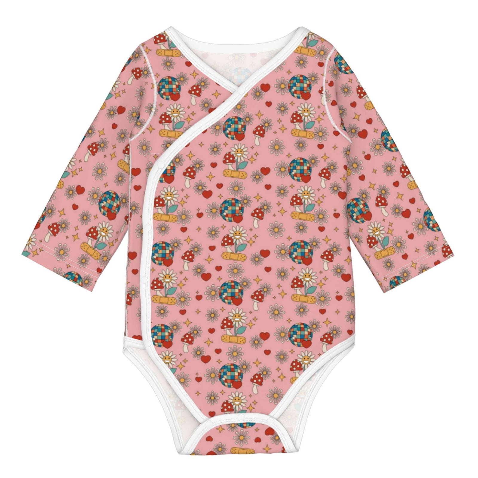 Xecao Retro 70s 60s Hippie Flower Print Baby unisex-baby Cotton Long-sleeve Bodysuits-12 Months