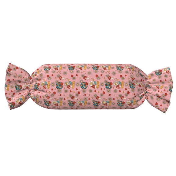 Xecao Retro 70s 60s Hippie Flower Print+Candy-Inspired Plush Pillow for Men Women Suitable for Beds, Sofas, Game Rooms Drawstring Closure
