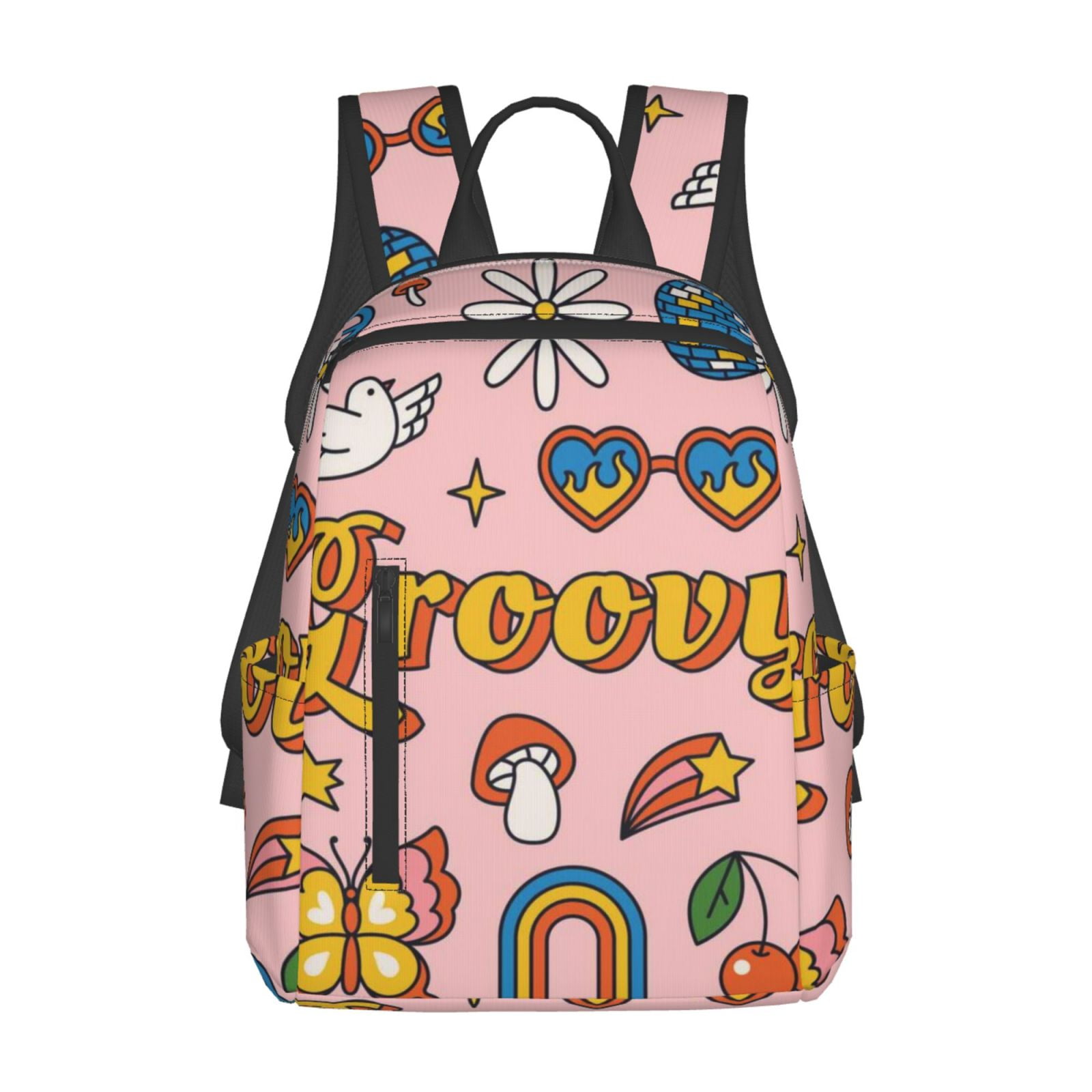 Xecao Retro 70s Hippie print Backpack For women men Aesthetic ...