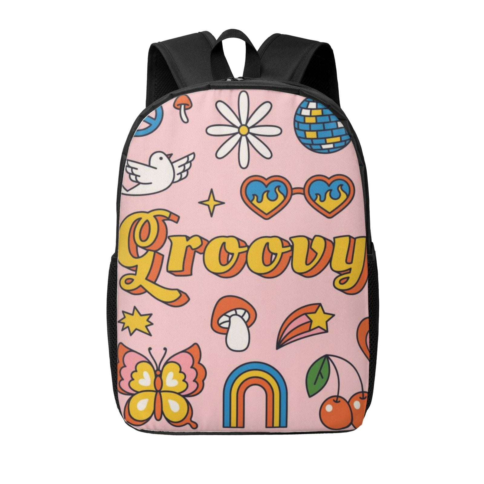 Xecao Retro 70s Hippie print Travel Backpack, Large Computer Backpack ...