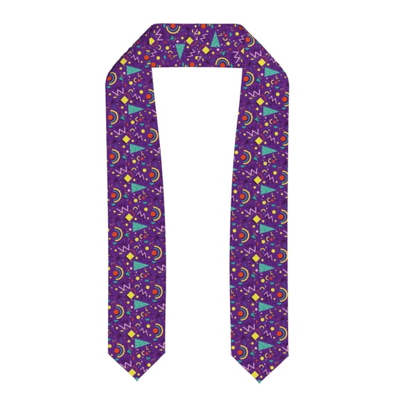 Xecao Retro 80s Style Print Graduation Shawl Stole Honor Stole Adult 72" Academic Commencements