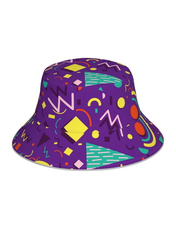 Retro 80s Style Print Men and Women Night Reflective Hat Runner Cap Visor Bucket Hat Boonie Cap