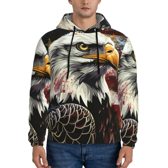 Xecao Retro American Eagle A Pattern Men's Adult Pullover Hoodie,Hooded Sweatshirt-Small
