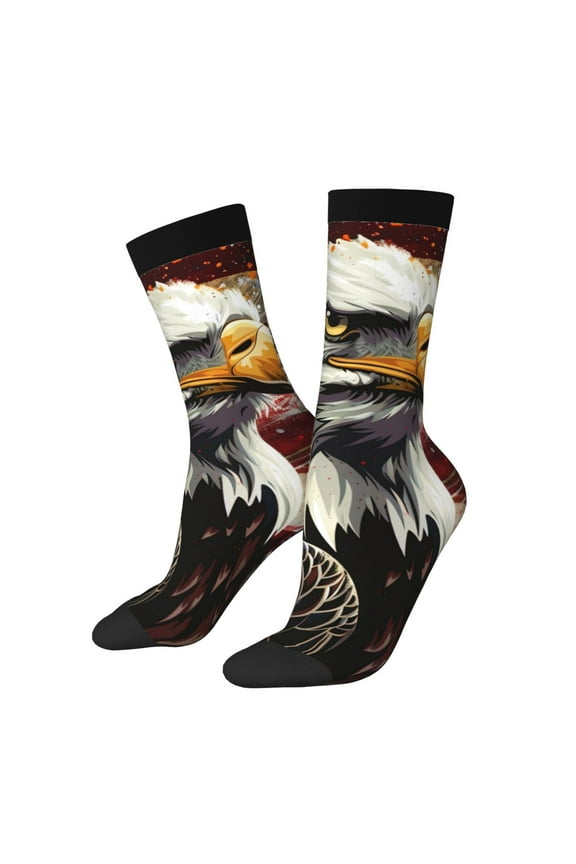 Retro American Eagle A Pattern Sport Socks for Women and Men Crew Socks Sporty Calf Socks Casual Socks