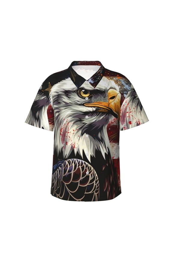 Retro American Eagle A Print Hawaiian shirt - A Stylish Short-Sleeve Button-Down for Men, Perfect for Casual Beach and Tropical Outings.,3X-Large