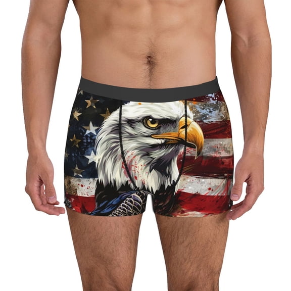 Xecao Retro American Eagle A Print Men's Underwear Boxer Briefs,Breathable Choice for Men's Underwear-Medium