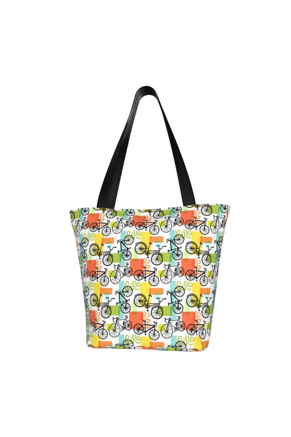 Retro Bike for Tote Bag for Women -Tote Shoulder Bag with A Little Pocket Inside, Perfect for Travel and Work.
