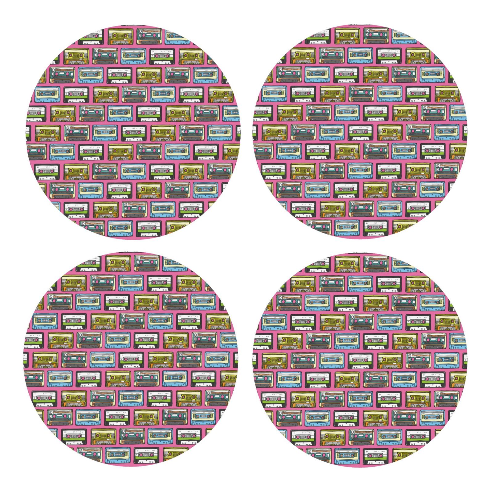 Xecao Retro Cassette for MDF Cork Coaster 4 Pcs,Drink Coasters,Suit for ...