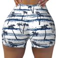 thumbnail image 1 of Xecao Retro Coconut Tree Print Workout Shorts for Women Soft Smooth Gym Yoga Scrunch Active Tennis Workout Running Shorts, 1 of 9