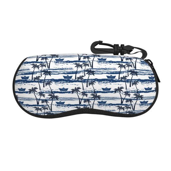 Xecao Retro Coconut Tree for Eyeglass Case Soft Shell, Portable Sunglass Case, Fashionable Eyeglass Case with Zipper, Lightweight