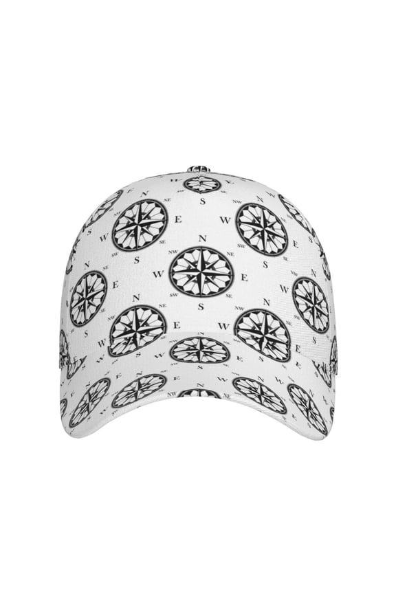 Retro Compass for Baseball Cap: Unisex, crafted from classic polyester twill fabric, featuring a soft unconstructed design