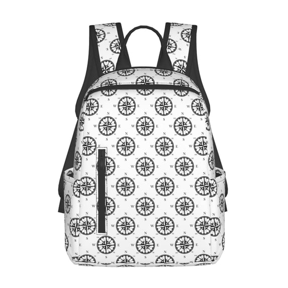 Xecao Retro Compass print Backpack For women men Aesthetic Lightweight Travel Daypack Simple Cute Backpack For Bookbag