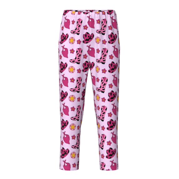 Xecao Retro Cowgirl Print Teenagers' Pajama Pants Long Sleep Pants Soft Elastic Waist Pajama Bottoms Elastic waist with 2 Pockets 5-16 Years-XS(5-6)