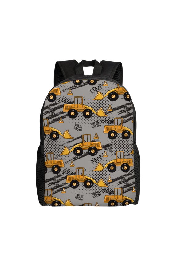 Retro Excavator Print School Backpack with Laptop Compartment Small Travel Laptop Backpack for Women Men Waterproof College Backpack Simple School Bag