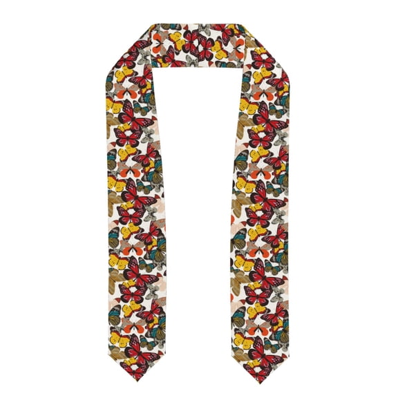Xecao Retro Floral Butterfly Print Graduation Shawl Stole Honor Stole Adult 72" Academic Commencements