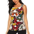 thumbnail image 1 of Xecao Retro Floral Butterfly print women's scoop neck, loose-fit workout tank tops for the gym., 1 of 9