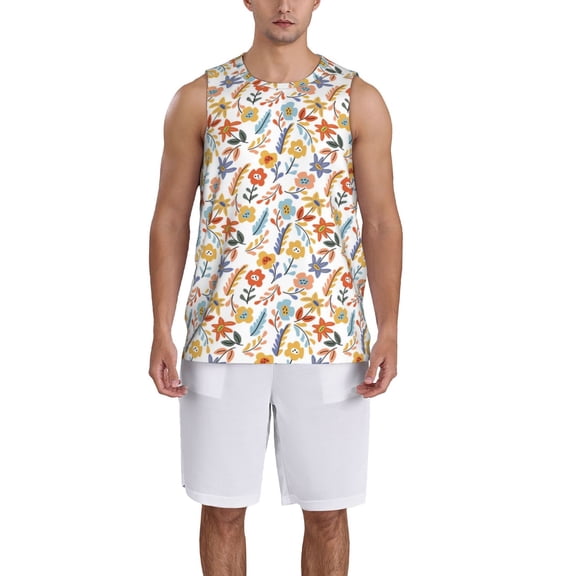 Xecao Retro Floral print basketball shirt for both men and women, a unisex basketball jersey perfect for theme parties-Small