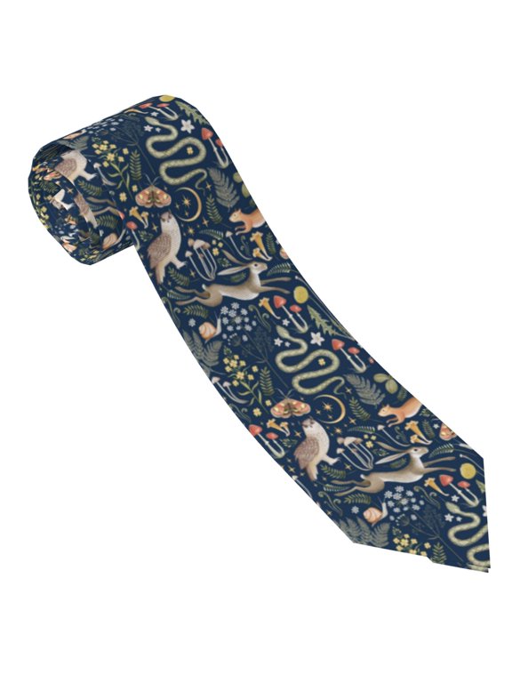 Retro Forest Animals Print Tie For Men Necktie Woven Jacquard Neck Ties,Classic Men's Tie