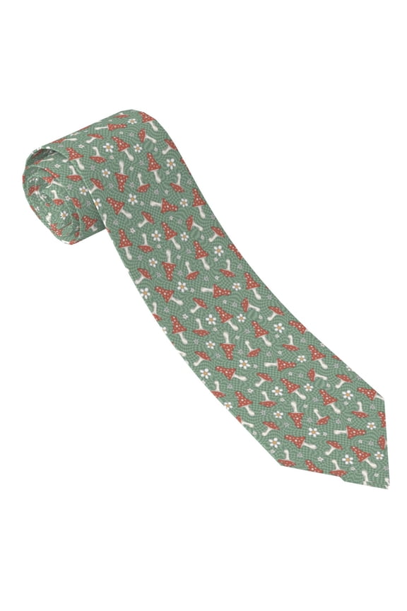 Retro Hippie Groovy Mushroom Print Tie For Men Necktie Woven Jacquard Neck Ties,Classic Men's Tie