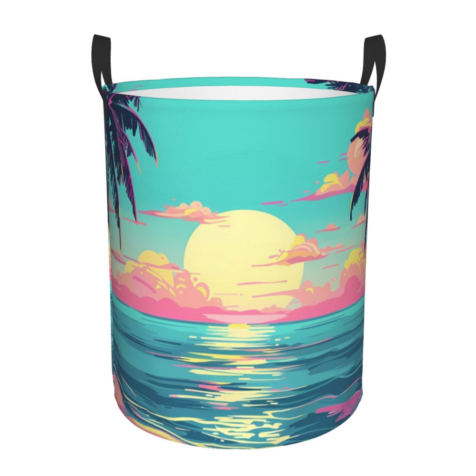 Colorful Palm Tree Hawaiian Print Laundry Basket