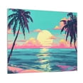 thumbnail image 1 of Xecao Retro Palm Beach Sunset for Waterproof Framed Canvas Art - Modern Home Decor with Real Wood Frame for Gifting and Interior Design,Horizontal, 1 of 6