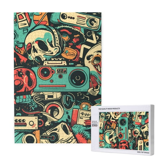 Xecao Retro Pop Art Collage Pattern 1000 Piece Puzzles , Jigsaw Puzzles for Adults