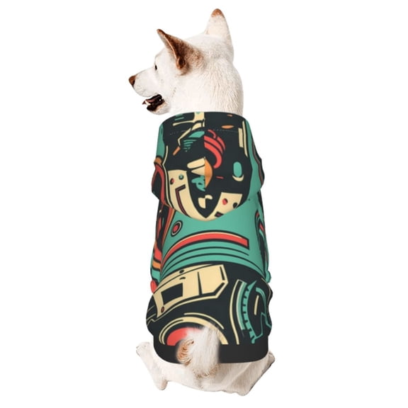 Xecao Retro Pop Art Collage Pattern Sweatshirts Winter Pet Dog Hoodie Puppy Coat Dog Sweaters Dog Clothes with Hat Dog Clothes Costume Outfit,Small Pets Wear-Large