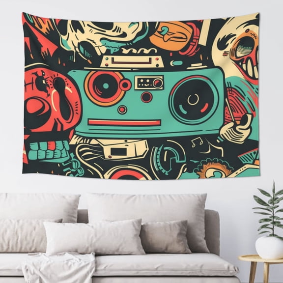 Xecao Retro Pop Art Collage Print Tapestry, Wall Hanging Room Funny Decor, Backdrop Room Decor for Bedroom Living Room dormitory