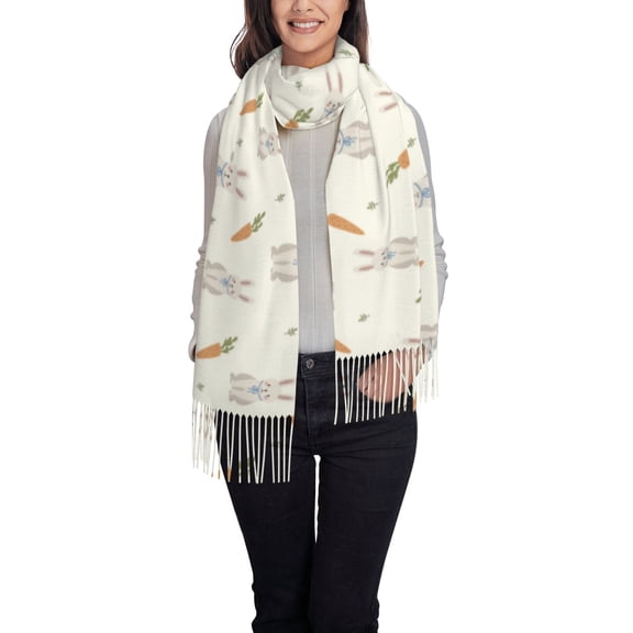 Xecao Retro Rabbit Pattern Womens Winter Scarf Fall Scarf Oversized Large Scarf for Women Warm Shawl Wrap
