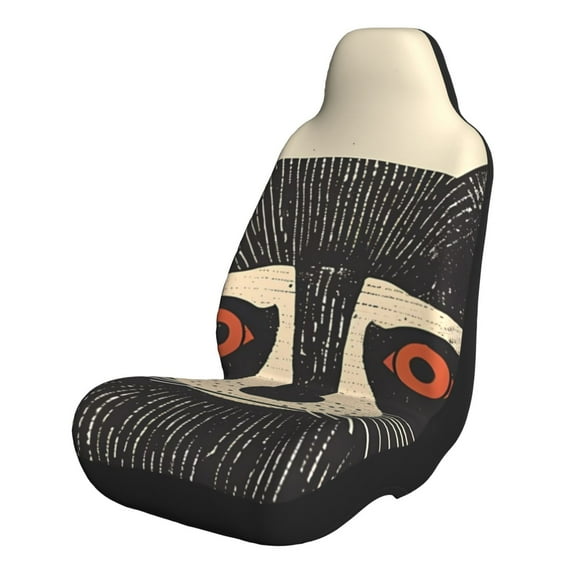 Xecao Retro Raccoon Graphic Print for Automotive Seat Covers for Cars Trucks and SUVs – Gray Car Seat Covers for Front Seats, Truck Seat Protectors-2 PCS
