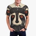thumbnail image 1 of Xecao Retro Raccoon Graphic Print Mens' Casual Short Sleeve Button-Down Polo Shirts for a Classic Golf Shirts-Large, 1 of 6