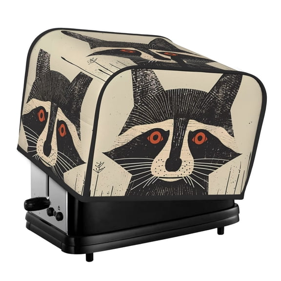 Xecao Retro Raccoon Graphic Print Print 4 Slice Toaster Cover with Pockets, Small Appliance Cover, Dust and Fingerprint Protection, Machine Washable