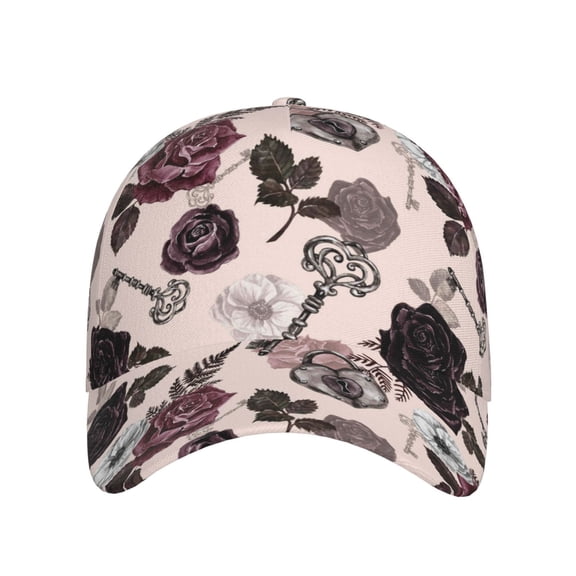 Xecao Retro Red Black Roses for Baseball Cap: Unisex, crafted from classic polyester twill fabric, featuring a soft unconstructed design