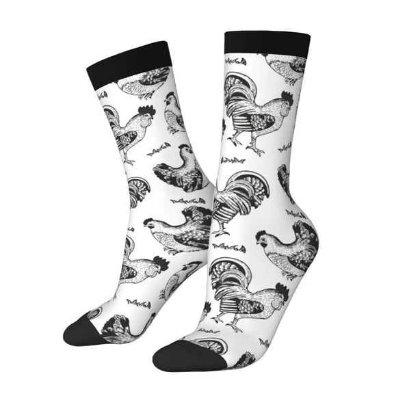 Xecao Retro Rooster Pattern Sport Socks for Women and Men Crew Socks Sporty Calf Socks Casual Socks