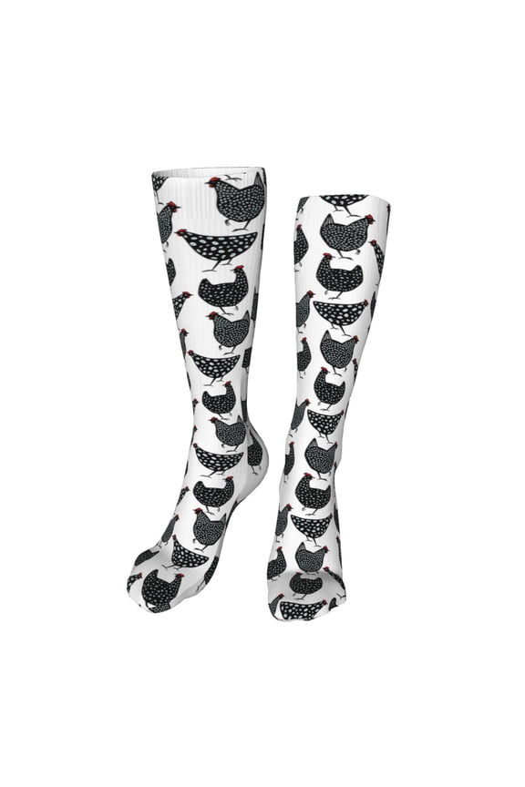 Retro Rooster Print Calf Socks Seamless Toe, Knee High Long Socks, Sports Socks Trouser Socks for Women and Men-One Size