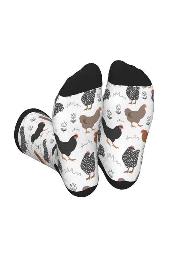Retro Rooster Print Crew Socks for Men and Women, Men's Soft Moisture-wicking Sock