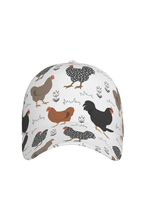 Retro Rooster for Baseball Cap: Unisex, crafted from classic polyester twill fabric, featuring a soft unconstructed design