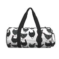 thumbnail image 1 of Xecao Retro Rooster print Round Travel Duffel Bag is a foldable gym bag with an inner pocket, perfect for travel sports, 1 of 8